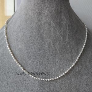 Miniparelketting: witte AAA-zoetwaterparels, 925-zilveren sluiting