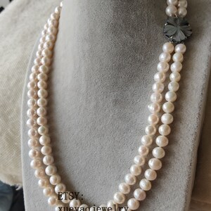 Natural Japan Pearl 100 Inch Long Freshwater Pearl Necklace – 7-8mm Round White, Ball Chain