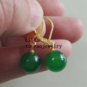 jade earrings, green jade earrings, 8 mm/10 mm /12 mm jade lever back earrings