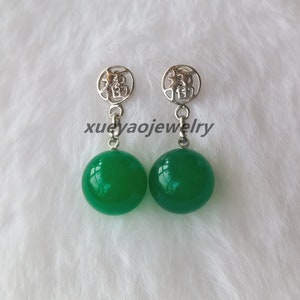 jade earrings, &quot;happiness&quot; earrings, 12mm pink/green/blue/red jade dangle earrings