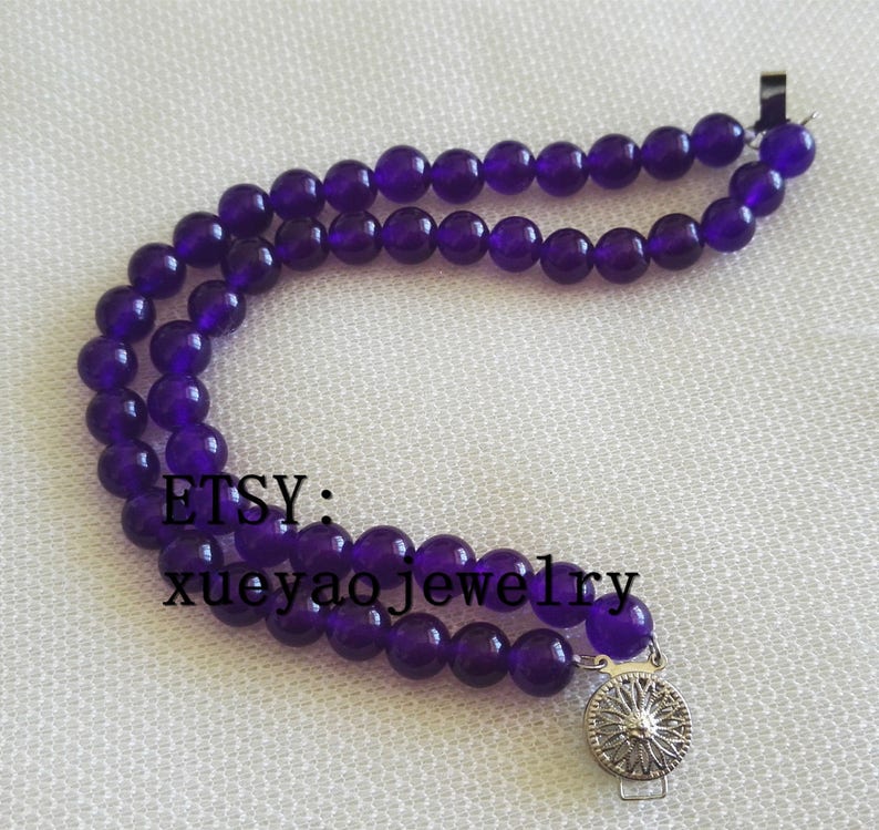 double rows 8 mm Amethyst bracelet Amethyst beads bracelet charm Bracelet