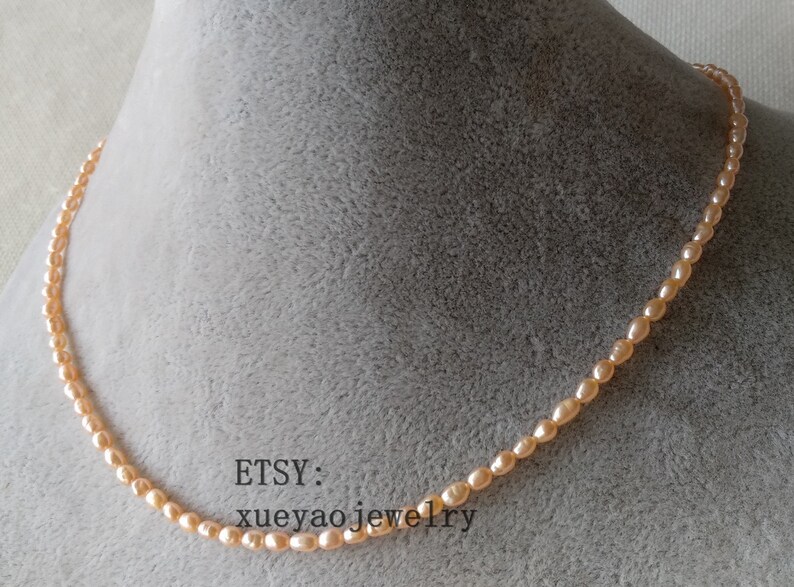 tiny pearl necklace choker necklace 2-3 mm pink freshwater pearl necklace 14-60 inches