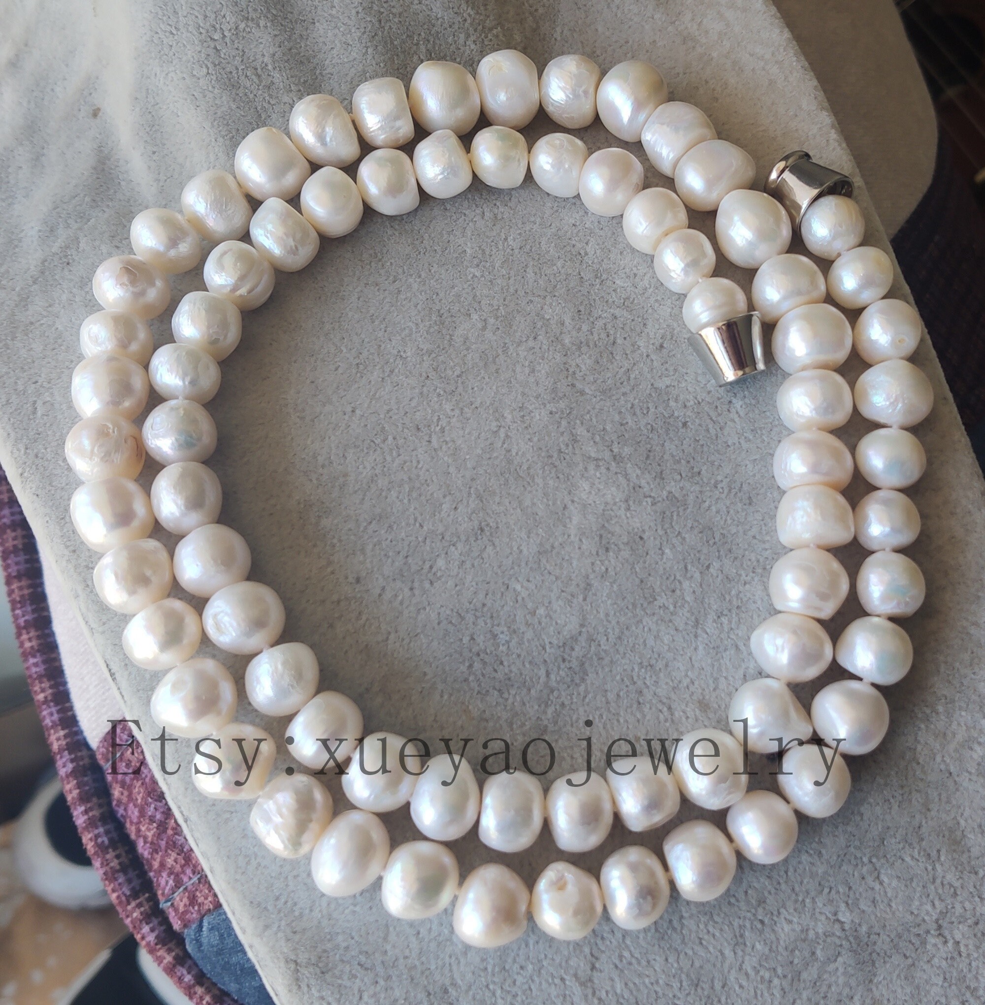 White pearl set cultured big 1114mm white baroque fresh Etsy
