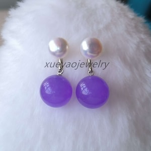 Pearl Jade Earrings: 925 Silver Studs, Freshwater Pearls
