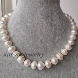 Baroque Pearl Necklace: 11-14mm White Freshwater Pearl Strand