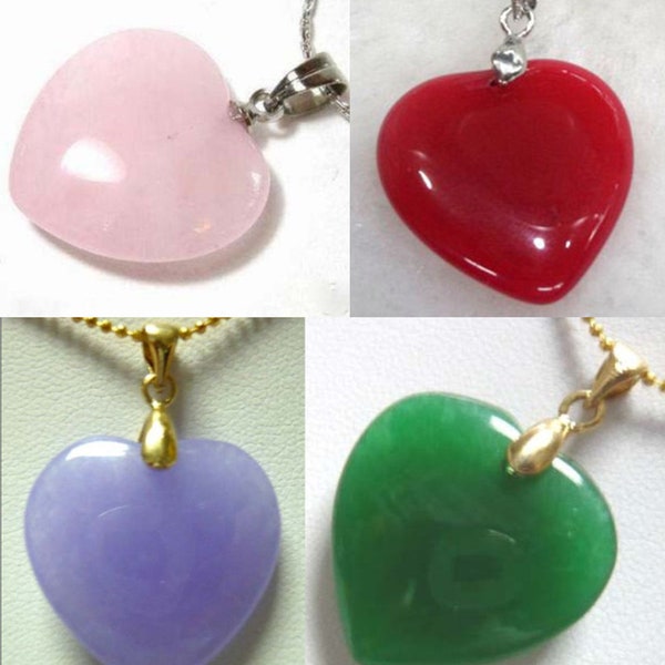 Heart jade pendant , green jade pendant , red jade pendant, purple jade pendant, pink jade pendant