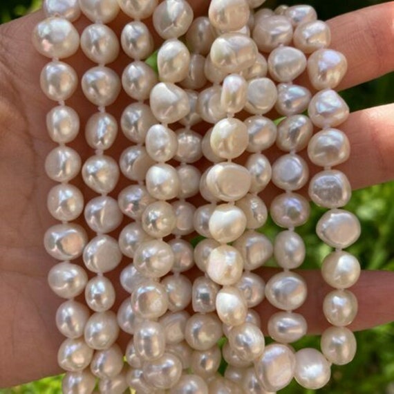 Baroque Freshwater Pearl Necklace: Long White Pearl Strand