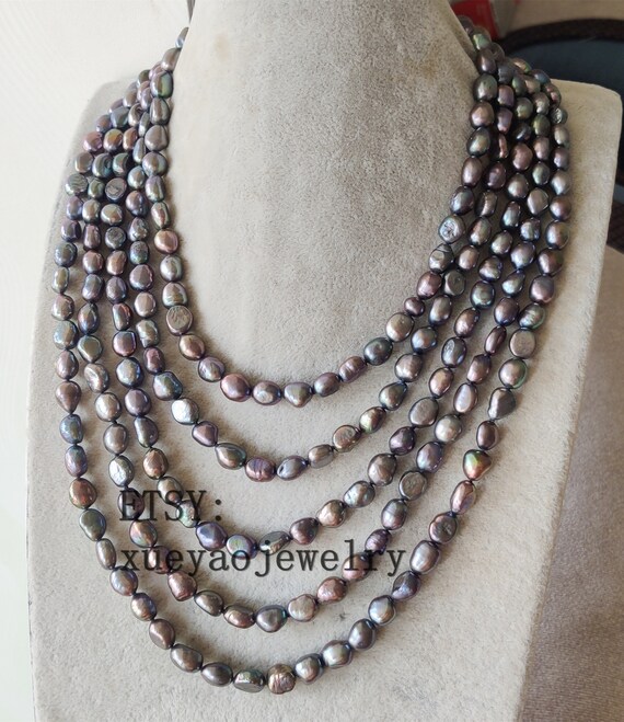 Etsy black pearl necklace deals