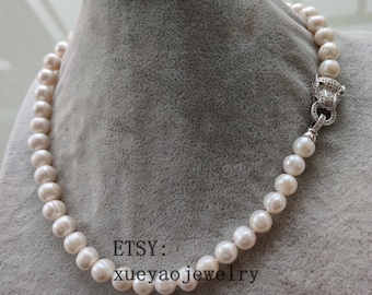 Collana Con Ciondolo In Perle D'acqua Dolce Grigie E Bianche Barocche, 16-28 Pollici