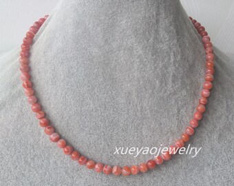 Red Agate Choker Necklace - 6mm Beaded Gemstone Necklace