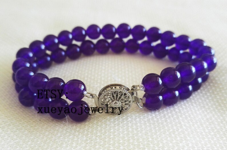 double rows 8 mm Amethyst bracelet Amethyst beads bracelet charm Bracelet