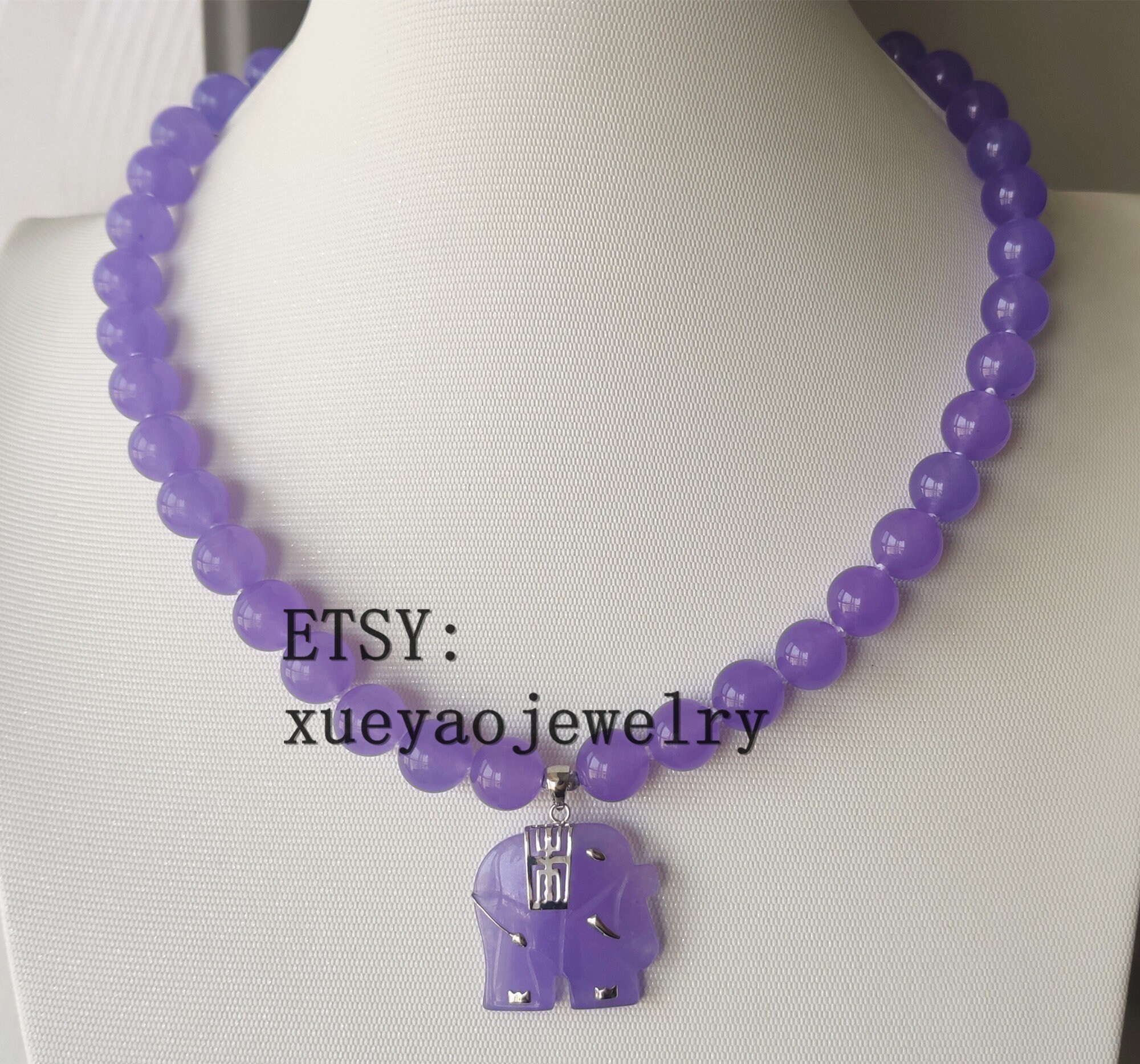 Purple jade sale elephant pendant