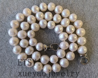 Naszyjnik z białych pereł słodkowodnych hodowanych o średnicy 9-9,5 mm