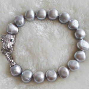 Baroque Pearl Bracelet, 10-11 mm freshwater pearl bracelet,  gray pearl bracelet