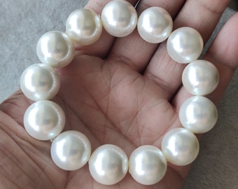 Chunky White Shell Perlen Armband: 16 mm Große Perlen Schmuck