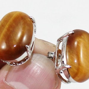 Big tiger eye stone earrings