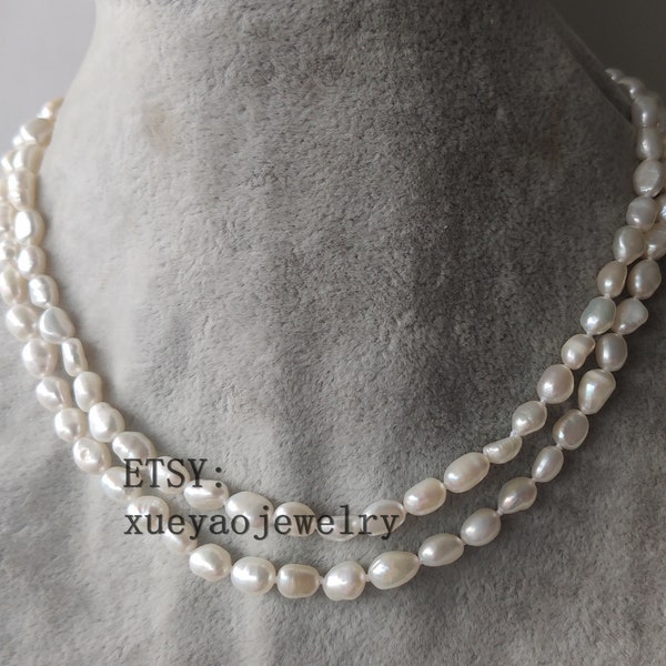 genuine 4-6 mm white / pink / lavender freshwater pearl necklace, baroque pearl necklace