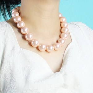 Huge bead necklace, 20mm royal blue/ pink/ orange shell pearl necklace, fashion jewelry