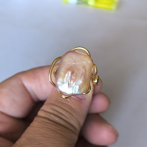 Square lavender pearl ring, white pearl ring, baroque pearl ring, adjustable ring, Open Pearl Ring, Statement ring