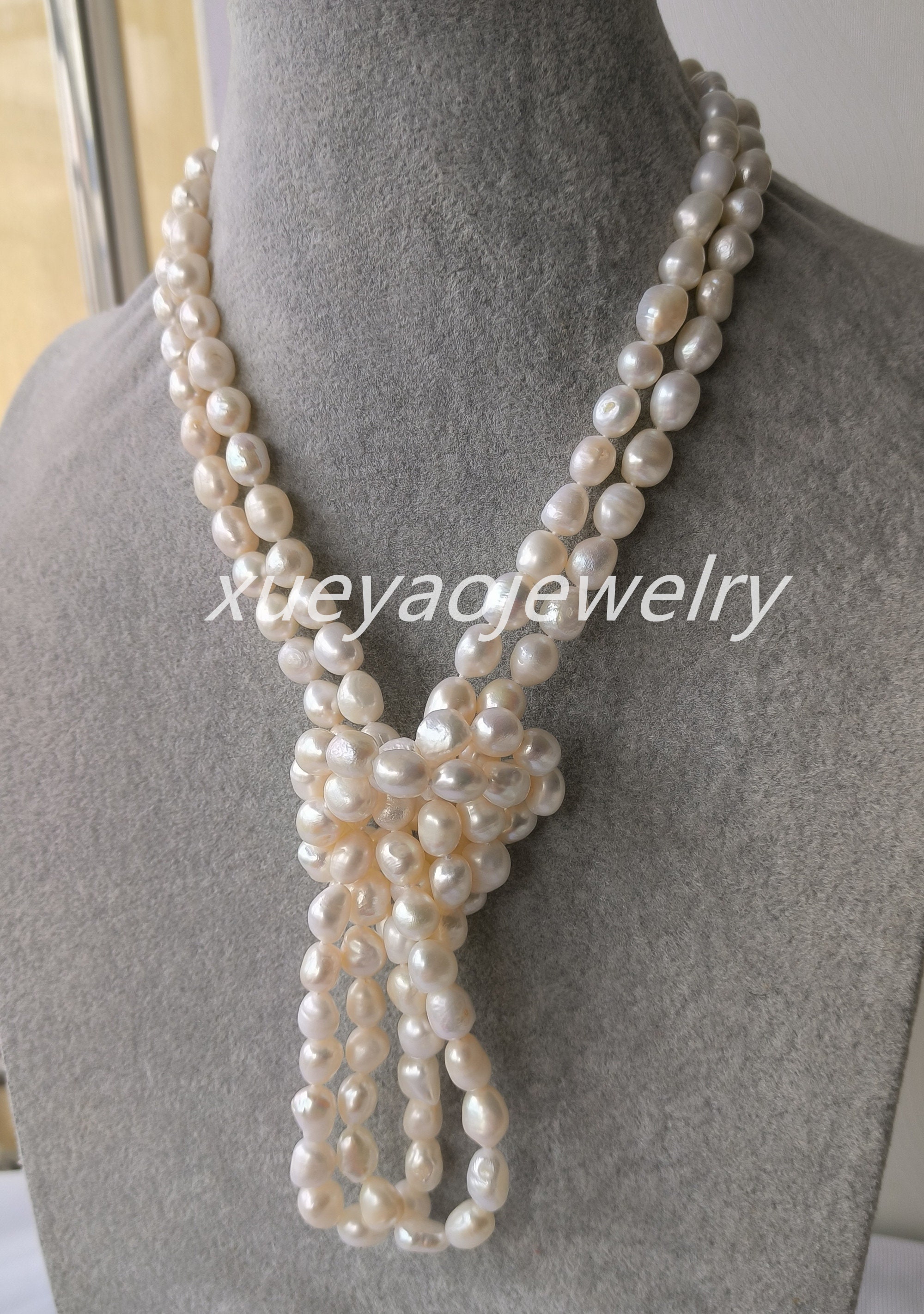 Collana Lunga Di Perle Barocche D'Acqua Dolce Naturali - Foto 6