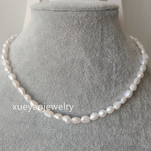 Baroque Pearl Necklace: 5-6mm White Cultured Freshwater Pearls