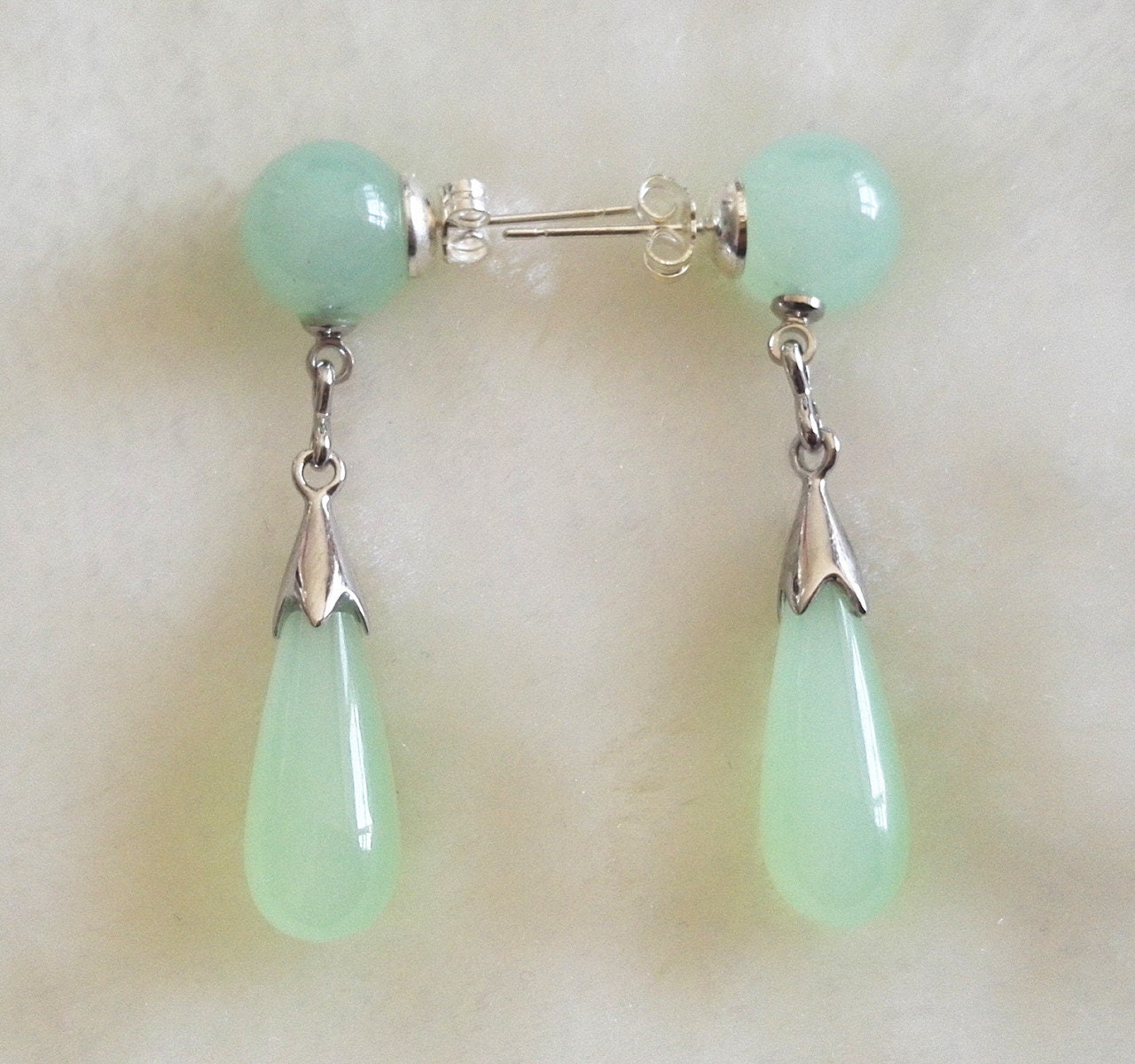 jade earrings light green jade earrings 10 mm jade earrings Etsy