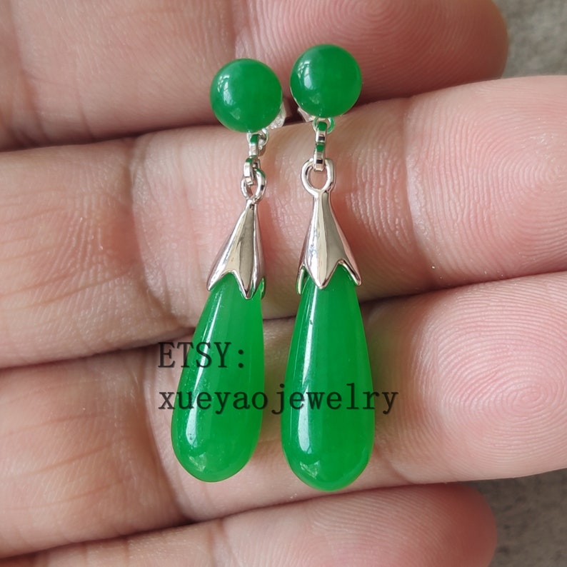 Jade Earrings Green Jade Earrings 6 Mm Jade Earrings Etsy