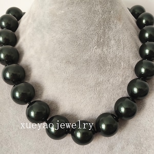 Chunky 20 mm schwarze Muschelperlenkette