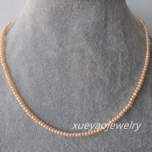 AAA Pink Freshwater Pearl Choker: Tiny Sterling Silver Necklace