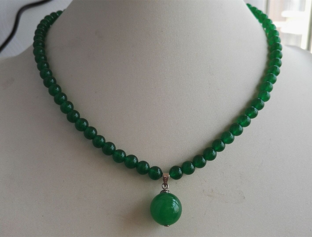 Jade Necklace- Green Jade Necklace, Jade Necklace Pendant, 6mm Green Jade Necklace - Etsy