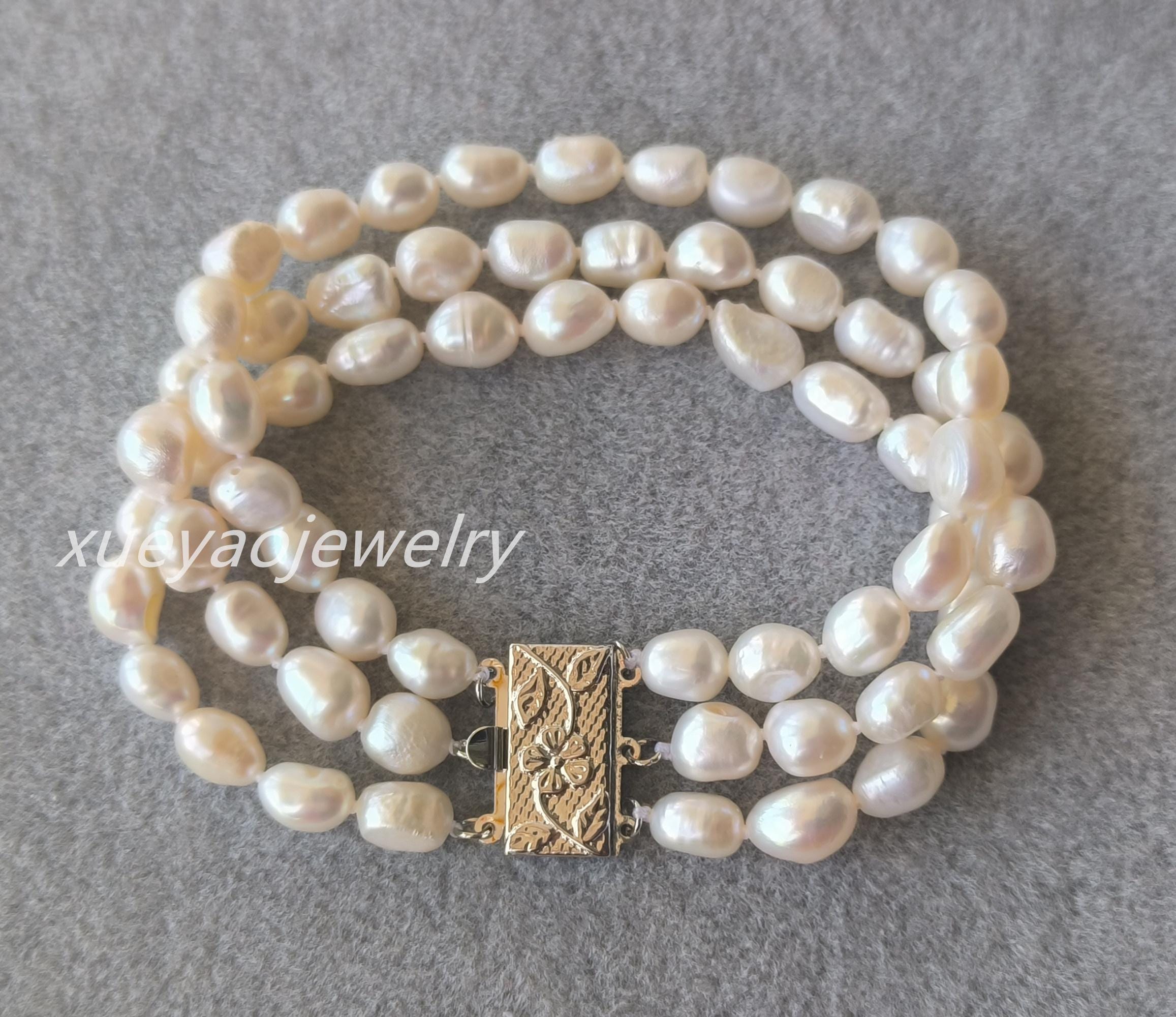 Bracelet Délicat En Perles De Culture Baroques Blanches, Roses Et Bleues - Plaqué Or