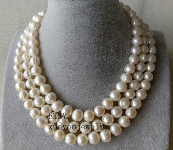 Pearl Necklace Single Strand Big Pearl Necklace Freshwater - Etsy