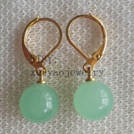 Boucles D'oreilles XIXe Siècle - Jade/Jadéite Sur Argent Vermeil 925 - Anneaux Dormeuses - Modifiées