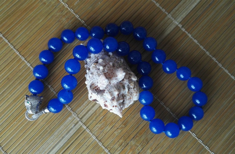 Jade Necklace Blue Jade Necklace 10mm Jade Necklace Etsy