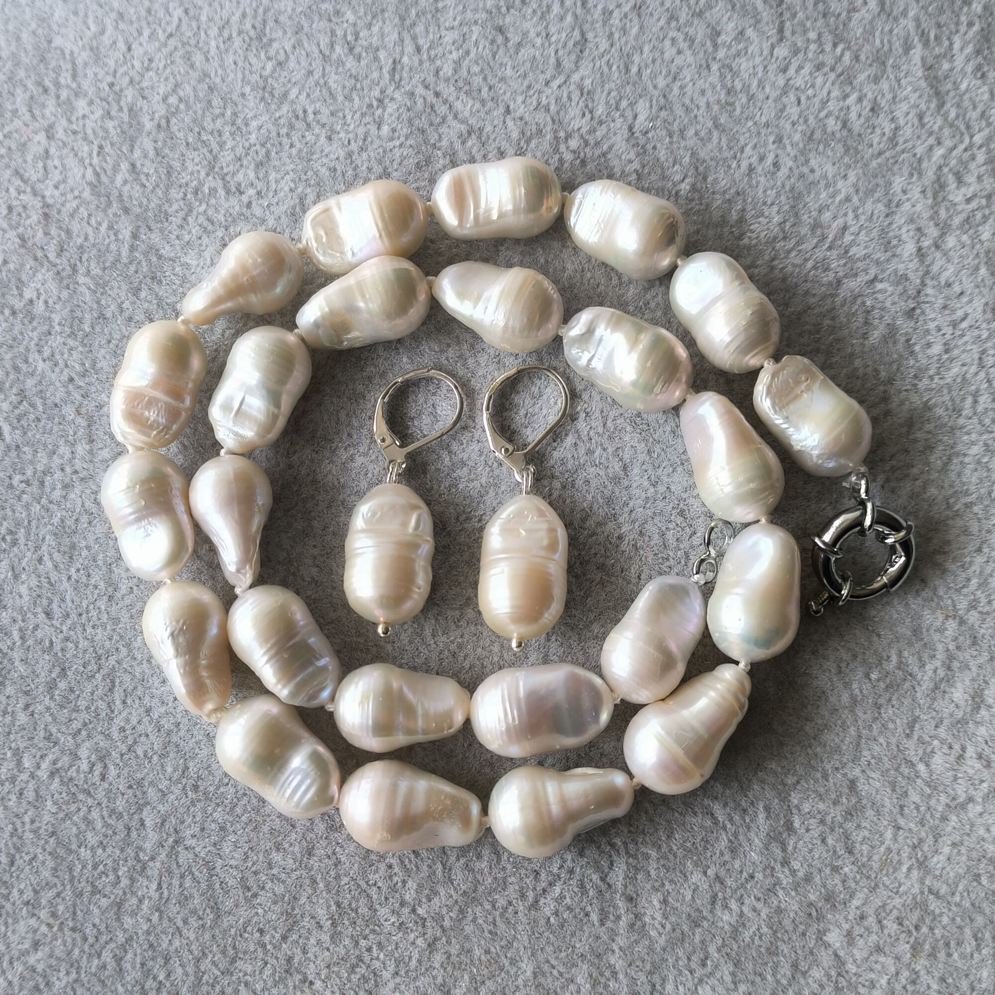 Collana Di Perle D'acqua Dolce AAA: Pendente Barocco, 16 Pollici - Italia - Foto 9