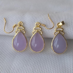 Purple Jade Pendant and Earrings Set
