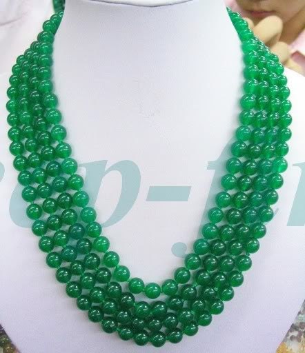 JADE NECKLACE 17-20 Inches 4 Rows 8 Mm Green Jade Necklace - Etsy
