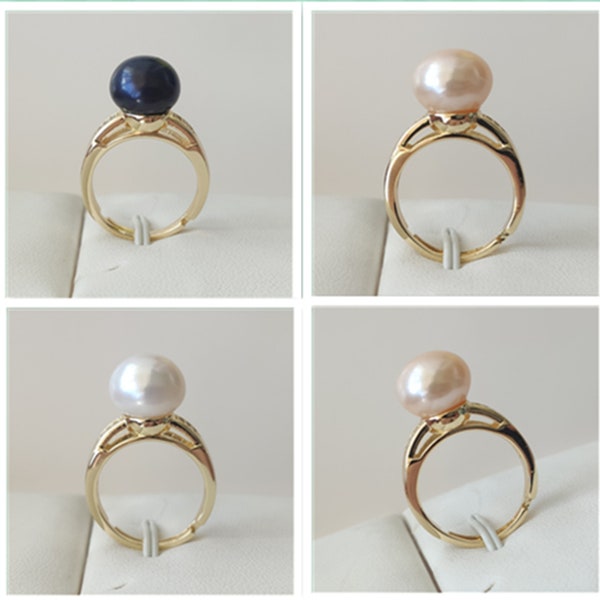 Genuine Pearl Ring, 11-11.5mm white/ pink/ black freshwater pearl ring