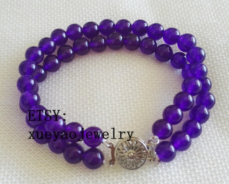 double rows 8 mm Amethyst bracelet Amethyst beads bracelet charm Bracelet