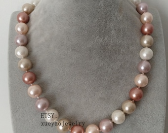 Collier Perles Baroques Naturelles Multicolores - 10x7mm - Longueur 44cm - Neuf Sans Emballage - Pièce Unique