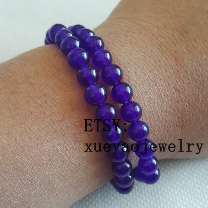 double rows 8 mm Amethyst bracelet Amethyst beads bracelet charm Bracelet