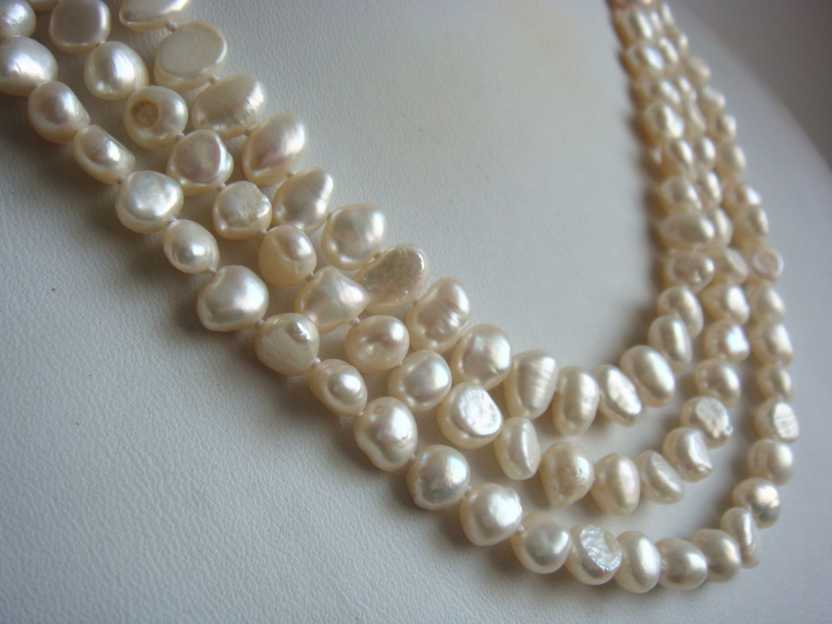 Freshwater Pearl Necklace , 8 Mm White Baroque Pearl Long