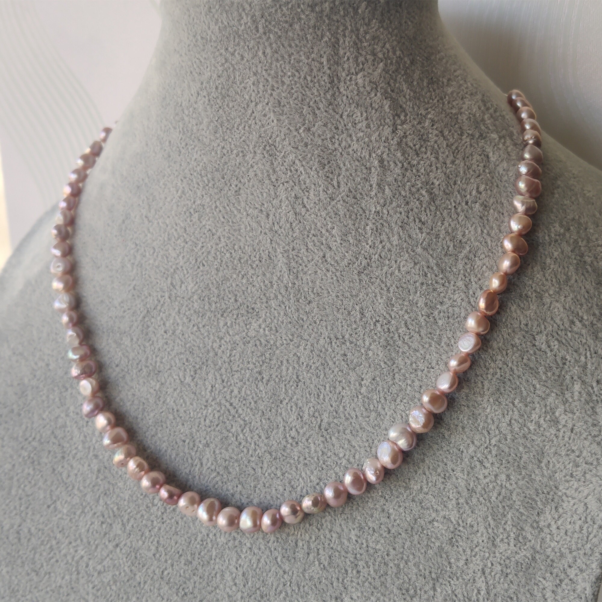 Real Pearl Necklace 6-7mm Lavender 