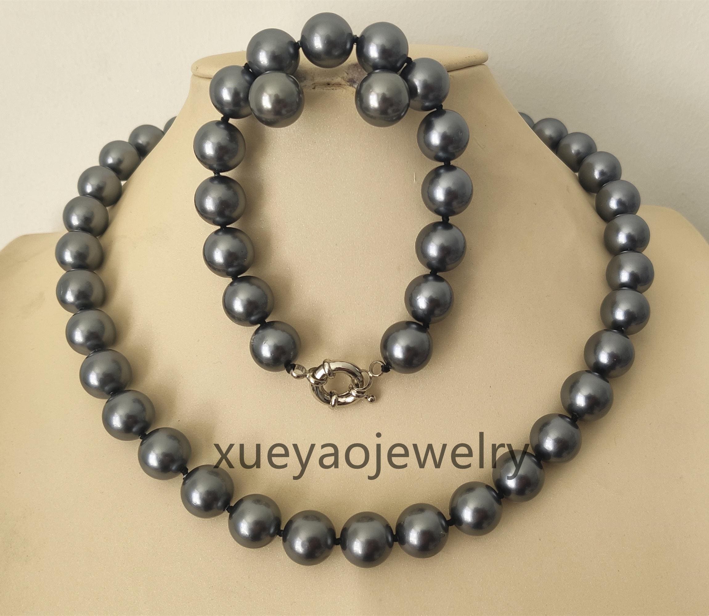 ブルーグレーパールネックレス - Etsy 日本
