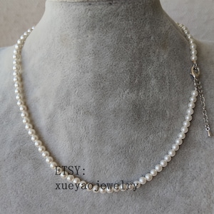 White Shell Pearl Necklace: Adjustable Bridal Jewelry