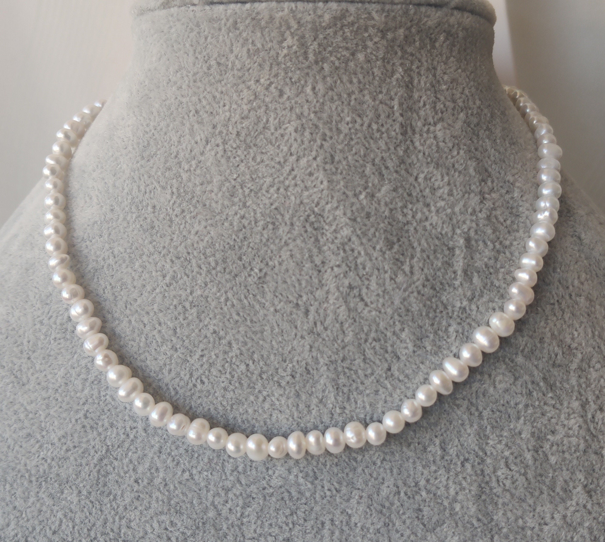 Pearl Necklace Cultured 3-4 Mm White 