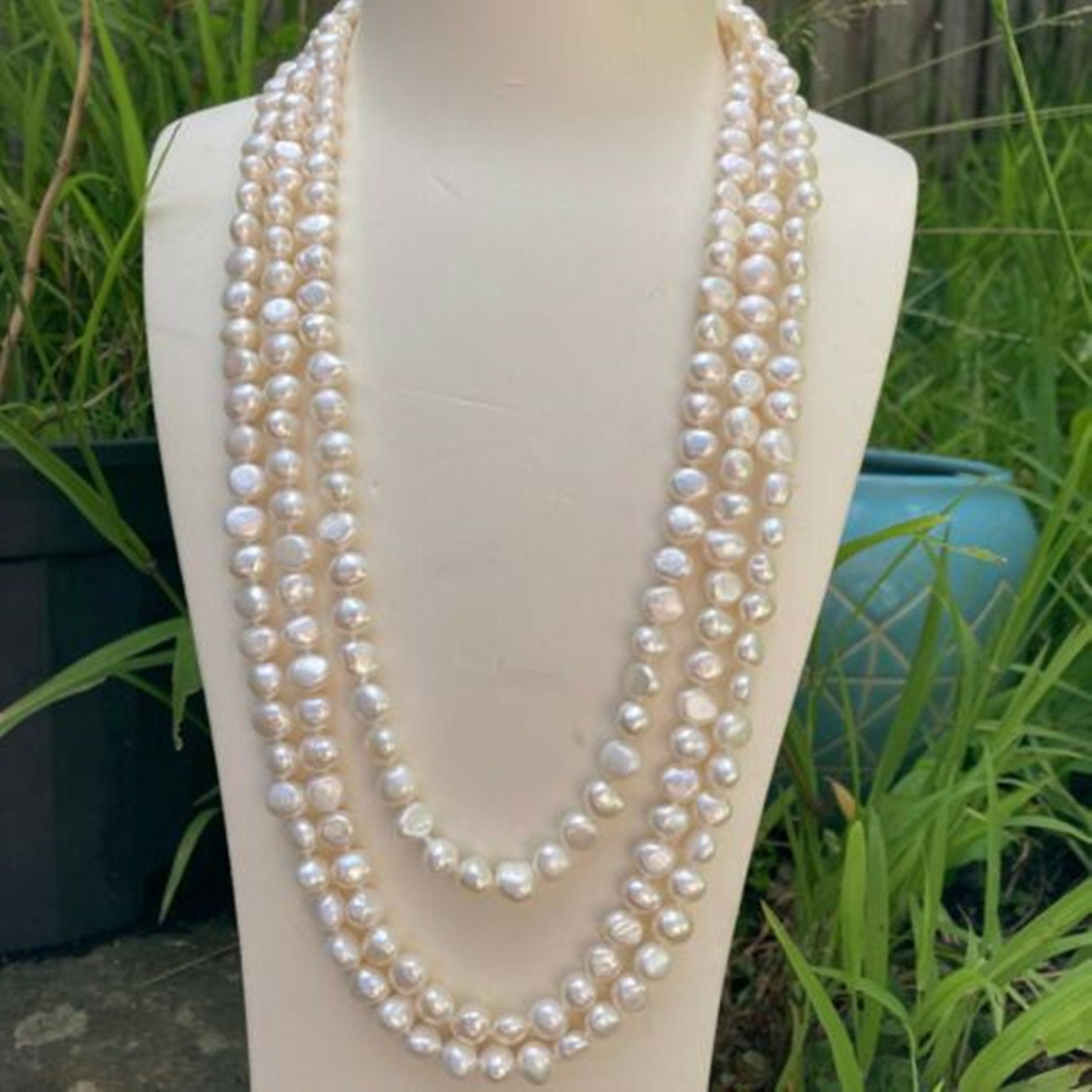 Baroque Freshwater Pearl Necklace Long White Pearl Strand (88.5mm) Etsy — free download