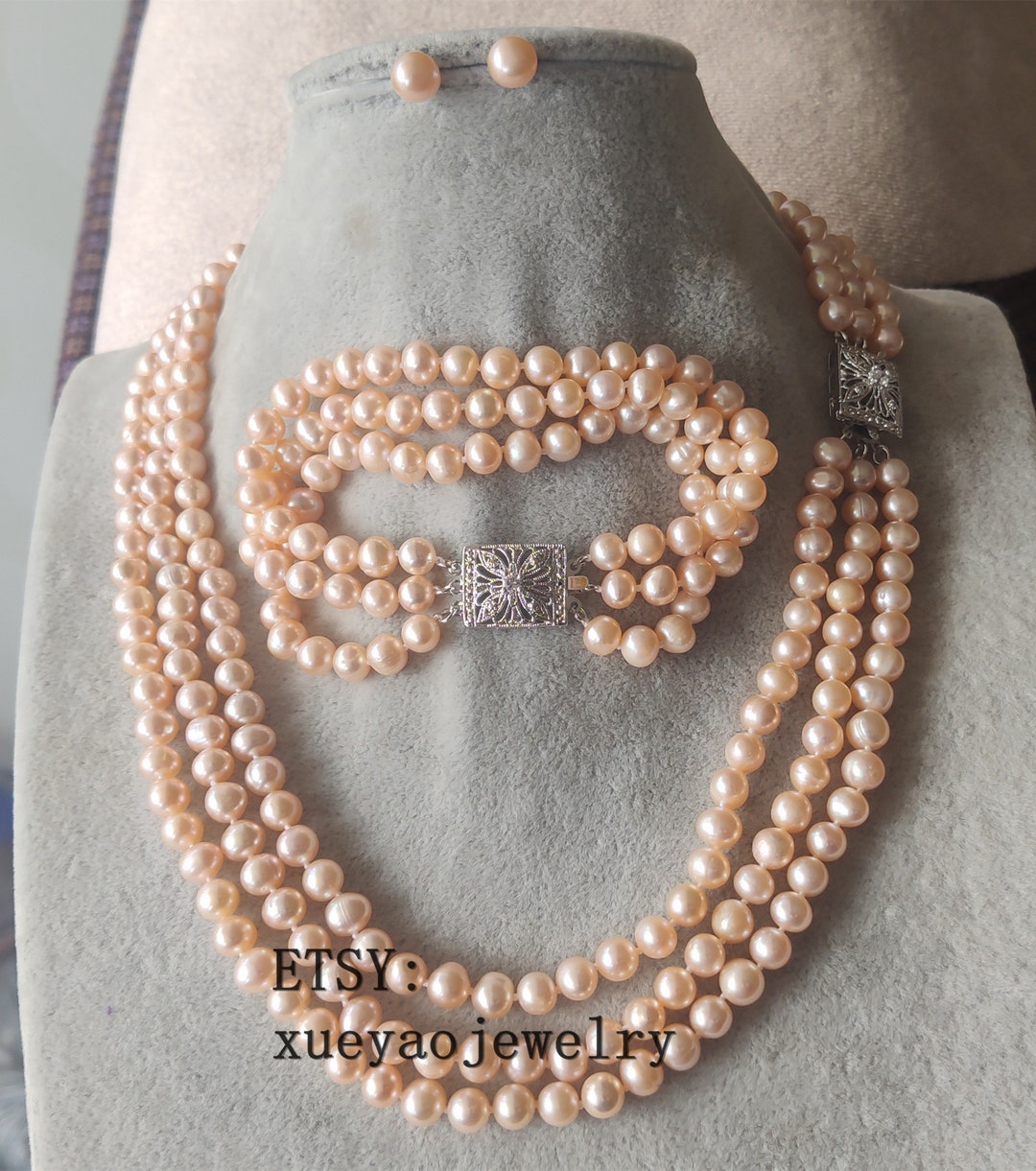 Set Gioielli Perle Finte Anni '20 - Collana, Braccialetto E Orecchini Pendenti, 3 Pezzi - Foto 9