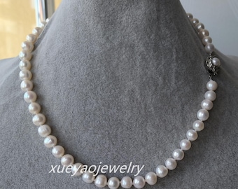 Naszyjnik z pereł hodowanych: 7,5-8 mm Biała perła słodkowodna