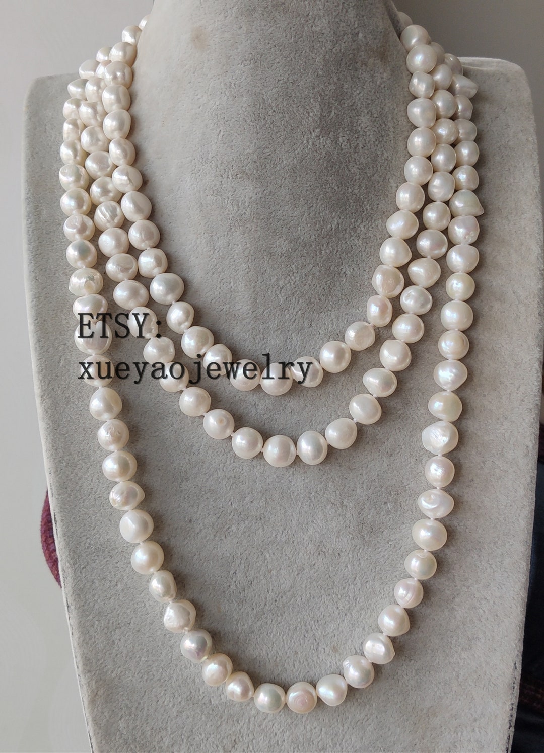 Long Pearl Necklace Big Pearl Necklace 11-11.5 Mm White - Etsy